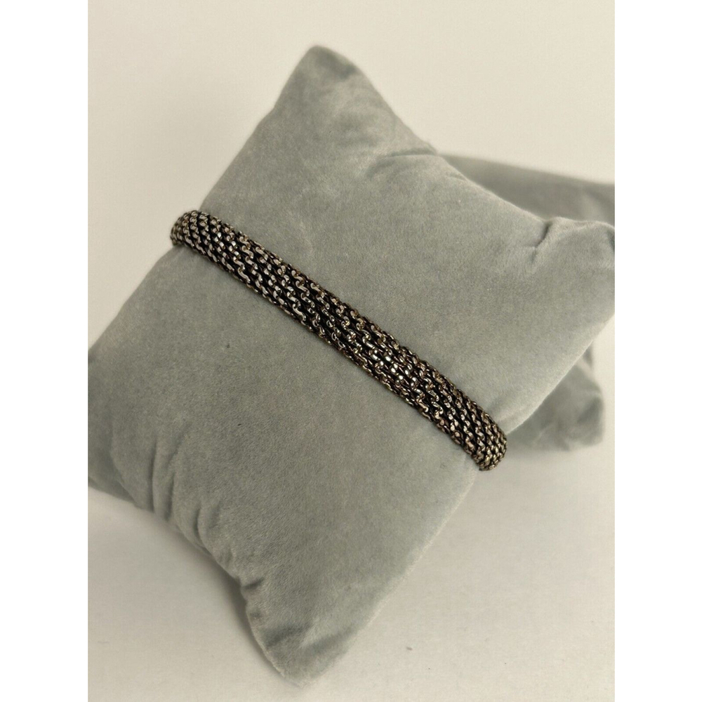 Vintage Monet Signed Mesh Chain Bracelet Magnetic Clasp Gold & Silver Tone 7.25